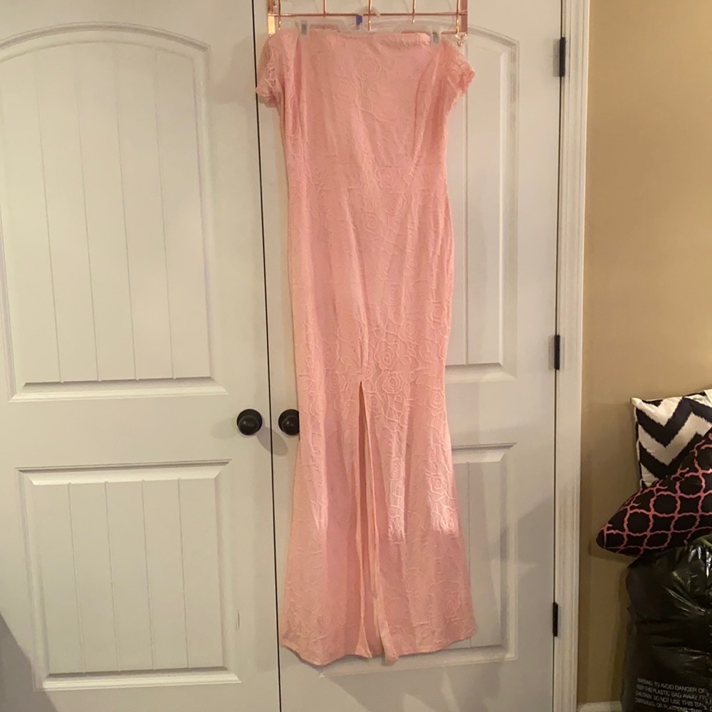 Plus size baby pink ball gown